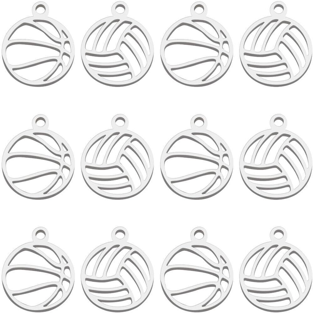 2711 1 Box 30Pcs Basketball Charms 304 Stainless Steel Mental Mini Hollow